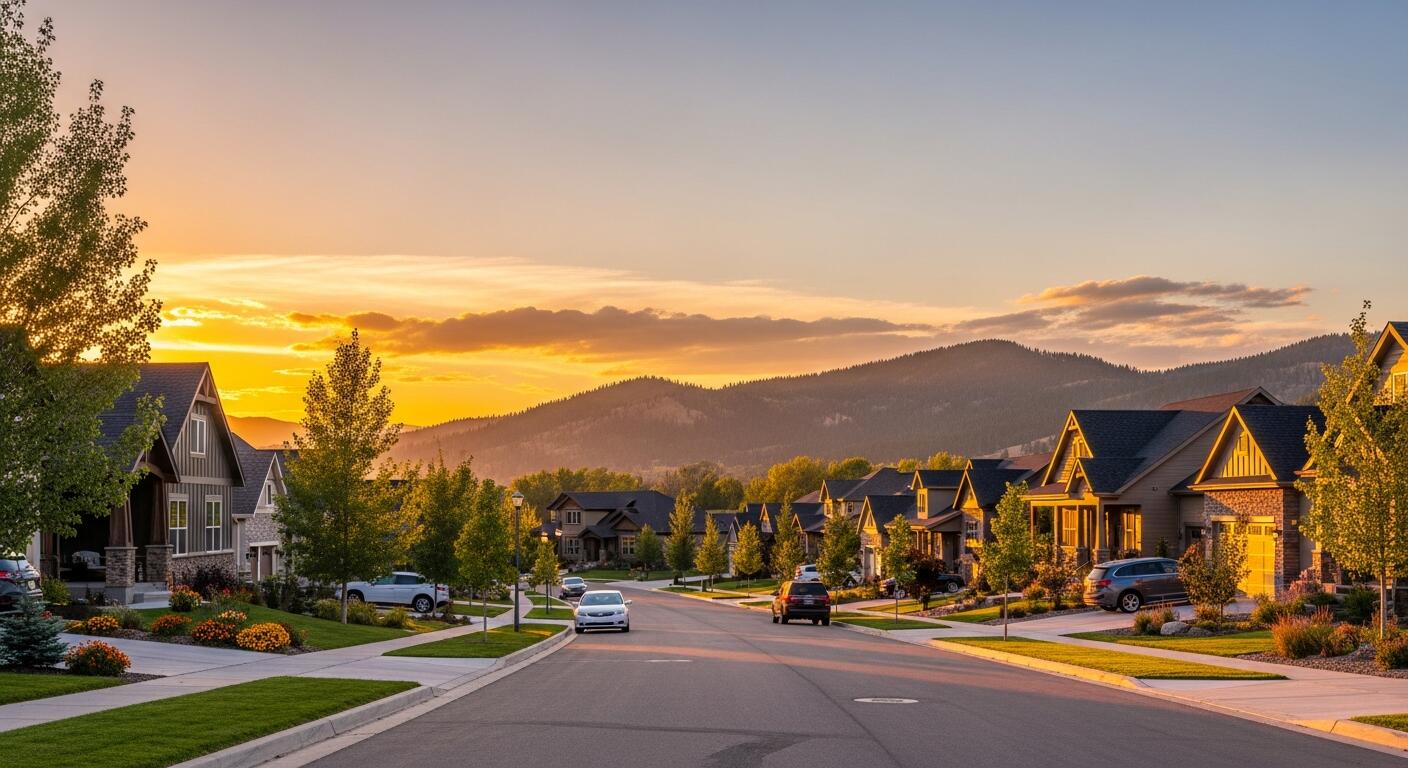 Bozeman neighborhood at sunset