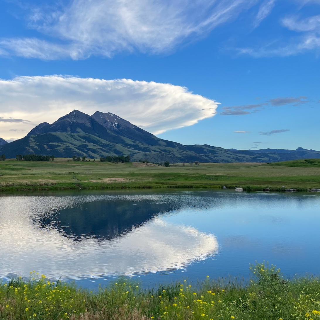 Montana mountain landscape with lake reflection